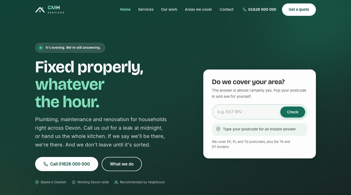 CMH Services website homepage